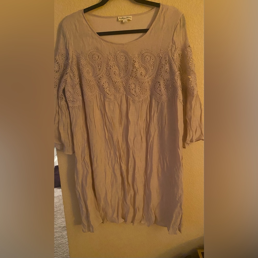 Indigo Rose Women's Round Neck Loose Short Flowy Mini Dresses